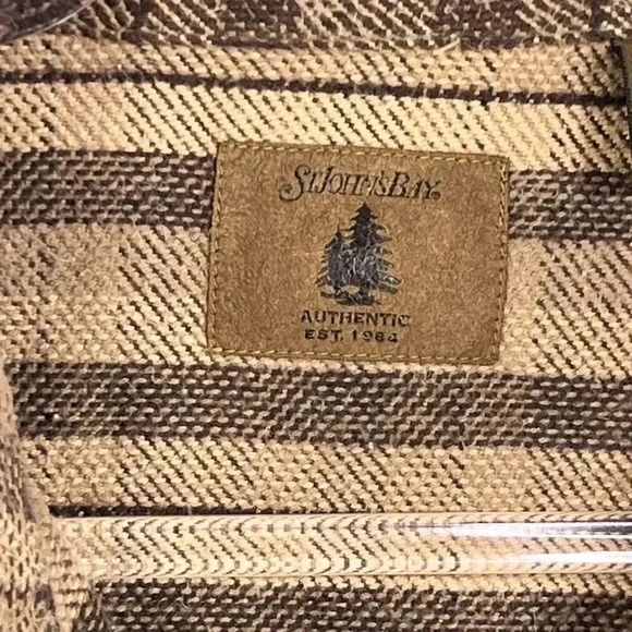 Vintage St Johns Bay Mens XL Brown Plaid Shirt Long Sleeve Shacket Garndpacore - Picture 14 of 16